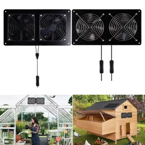 15W/20W Solar Powered Dual Fan Vent Exhaust Fan for Chicken Coops Shed Pet House - Picture 1 of 24