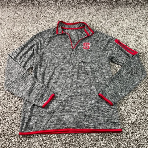 NC State Wolfpack Sweater Womens Small Gray Red Full Zip Jacket Ladies Cover