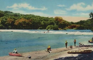 Pesca a Palisades Kepler State Park vicino Iowa City Iowa cartolina - Foto 1 di 2