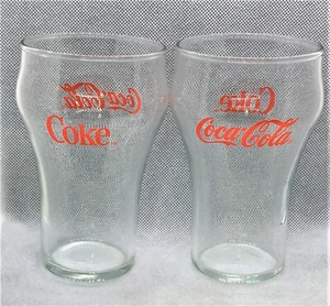 COCA~COLA   COKE  SET OF TWO (2)  12 OZ.  GLASSES - Picture 1 of 7