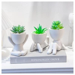 3PCS Human-Shaped Potted Artificial Plants Small Fake Faux Succulent Desk Decor - Picture 1 of 7