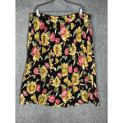 VTG Marisa Christina II Skirt Womens Size 1X Pull On Sunflower Rose Pleated Maxi - Image 1 of 4