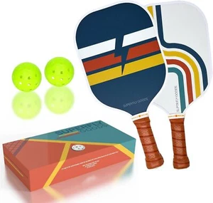 Pickleball Paddles Set of 2– USAPA Approved Fiberglass Rackets with 4 Balls - Picture 1 of 6