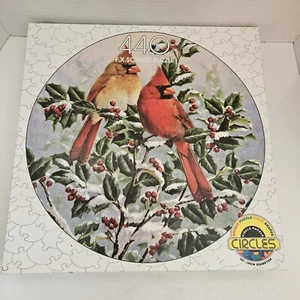 FX Schmid Circular 440 Piece Puzzle "Winter Splendor" Cardinals Holly Snow Berry - Picture 1 of 3