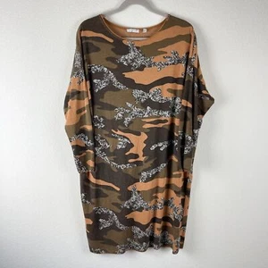 Vasna Camouflage Tunic Dress Large Brown Long Sleeve Army Casual Made in Italy - Picture 1 of 11