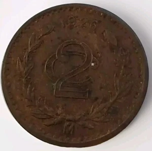 1926 Mexico Mo 2 Centavos Red Brown Bronze Coin-25 MM KM #419- Free Post - Picture 1 of 6