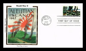 DR JIM STAMPS US COVER WWII JAPAN INVADES ALEUTIAN ISLANDS FDC COLORANO SILK - Picture 1 of 2