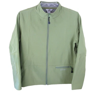 Chaqueta softshell Woolrich cremallera completa para mujer grandes bolsillos verdes aloe Foto 1 de 4