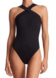 Traje de baño de una pieza con frente cruzado Lauren Ralph Lauren para mujer, negro, 12, $190 - Imagen 1 de 8
