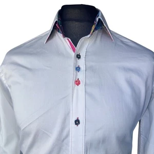 CLAUDIO LUGLI Shirt Mens MEDIUM (39.40") Long Sleeve White - Picture 1 of 12