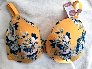 Cacique Bra 38G Lightly Lined Full Coverage Yellow Floral Underwire - Picture 1 of 7
