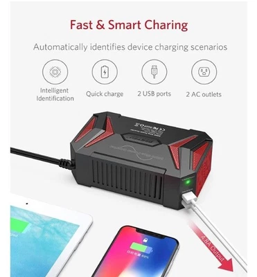 Adaptador inversor de potencia de onda sinusoidal pura Bestek 300 vatios CC 12v a CA 110v con Foto 1 de 4