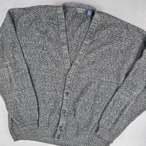 Trader Bay Cardigan Sweater Mens XL Gray Chevron Knit Button Front Made USA - Picture 1 of 9