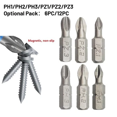 6/12pcs PH1 PZ1 PH2 PZ2 PH3 PZ3 Parts Replacement Wear Resistance 25mm - Image 1 of 4