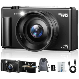 72MP Digital Camera 4K 2.8"270°Flip Screen Autofocu Vlogging Cameras for YouTube - Picture 1 of 9