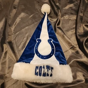 Indianapolis Colts Football Christmas Holiday Blue Fleece Santa Hat Forever Coll - Picture 1 of 4