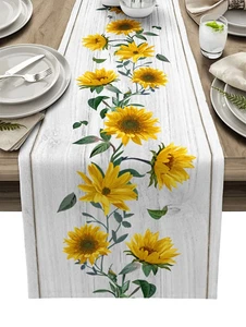 Runner da tavolo girasole legno venatura lino retrò decorazione festa matrimonio runner da tavolo - Foto 1 di 9