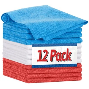 Microfiber Cleaning Cloth, Pack of 12, Shop Towels Bulk, Microfiber Towels fo... - Picture 1 of 6