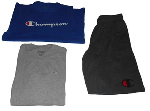 LOT 3 CHAMPION ACTIVEWEAR ATHLETIC SHORTS SHIRT GRAY BLUE TANK TOP MEN'S LARGE - Picture 1 of 8