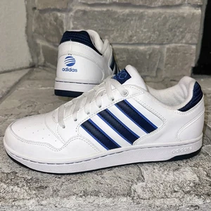 Neuwertige Adidas Neo Weiß Leder Blau 3-Streifen Schuhe Retro Sneaker 8 Herren G53098 - Bild 1 von 9