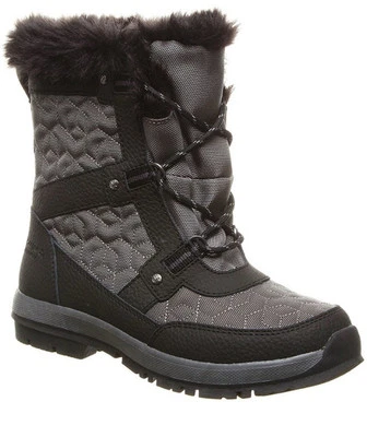 BearPaw Marina Sheepskin Footbed Leather All Terrain Fur Black/Gray Boots W-10 - Image 1 of 4