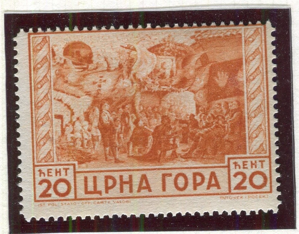 OCUPACIÓN ITALIANA MONTENEGRO SEGUNDA GUERRA MUNDIAL; 1943 edición pictórica local COMO NUEVO MNH 20c. Foto 1 de 1