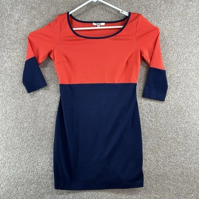 Vestido para mujer BB Dakota talla mediana rojo azul manga 3/4 pulóver Foto 1 de 4
