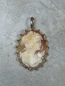 Colgante con bisel en zig zag oro 14k camafeo tallado Milor Italia Z76 - Imagen 1 de 13