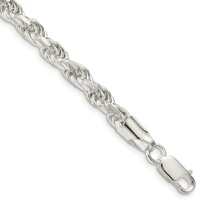Sterling Silver 5.75mm Diamond-cut Rope Chain Necklace - Picture 1 of 3