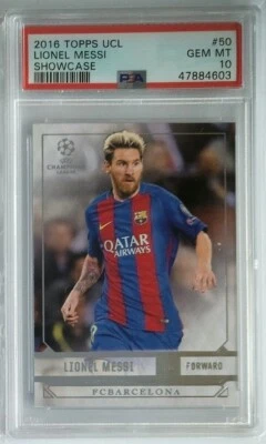 2016 Topps Uefa Champions League Lionel Messi Showcase #50 PSA 10 - Image 1 of 2