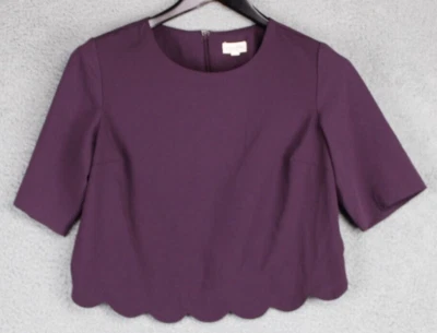 Maison Jules Top Women's Size M Purple Short Sleeve 1/4 Zip Back Short Length - Image 1 of 3
