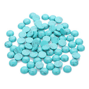 10pcs Natural Blue Turquoise Stone Flatback Cabochons For Round Blank Settings