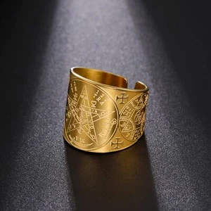 Anillo de tetragrámaton pentagrama de brujería anillo de dedo pentáculo de acero inoxidable - Imagen 1 de 15