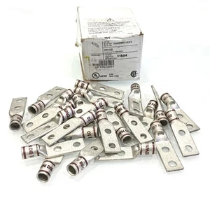 24 PCS BURNDY YAV2CL2TC14E2FX SHORT BARREL COPPER L2 2 FLEX 1/4" (Brown) - Picture 1 of 3