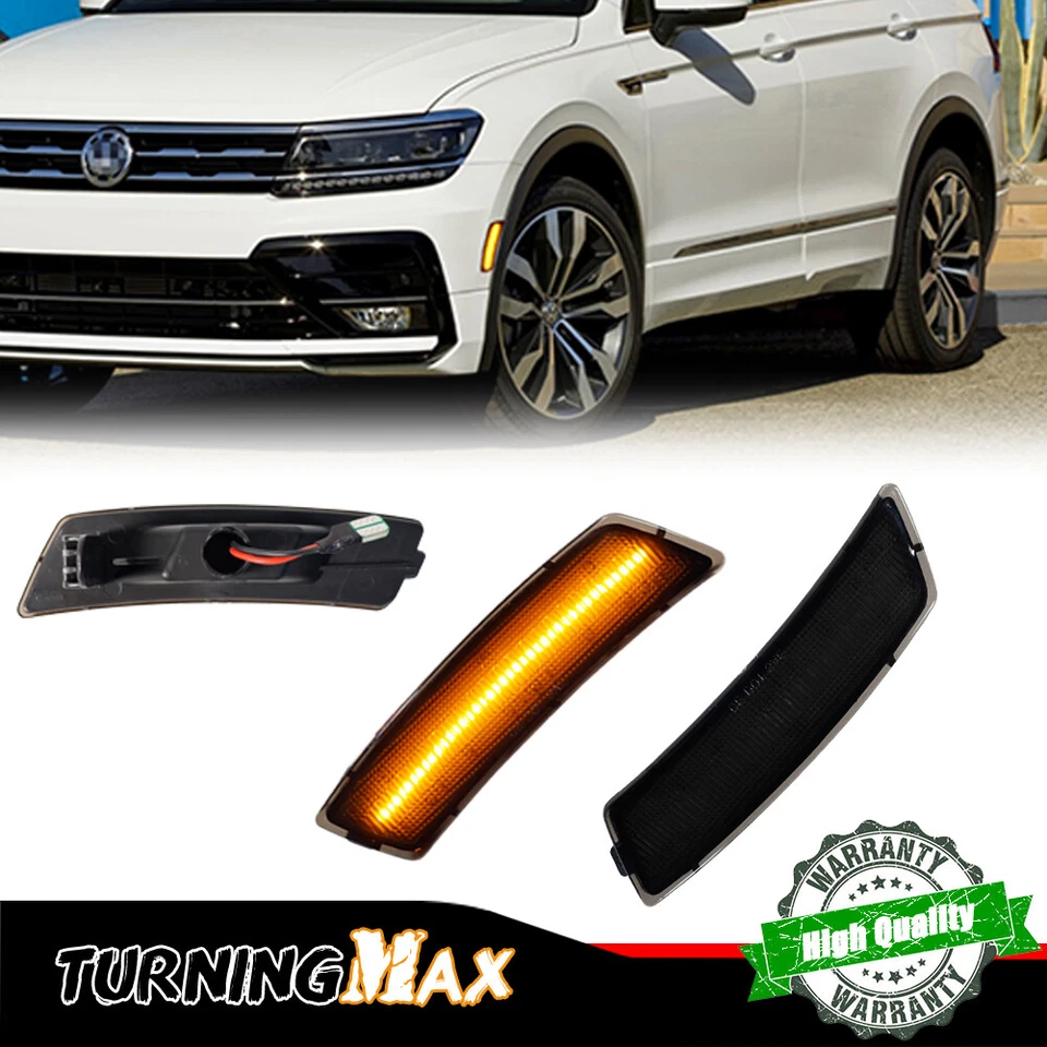 Luces marcadoras laterales delanteras LED ámbar con lente ahumada para VW 18-up Tiguan, 12-19 Beetle Foto 1 de 4