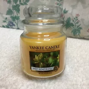 Yankee Candle Sweet Honeysuckle, Medium Jar 14.5oz New Unburned - Picture 1 of 6