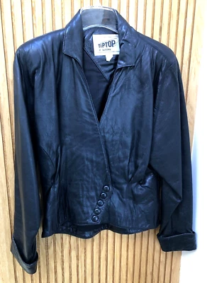 Chaqueta De Colección TiP TOP OF CALIFORNIA Cintura Recortada Plisada Cuero Negra Para Mujer S Foto 1 de 4