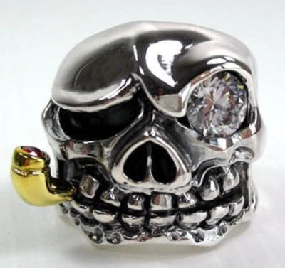 ANILLO MAFIA ORO AMARILLO 14K CIGARRO PLATA ESTERLINA 925 PARA HOMBRE NUEVO BIKER ROCKER PUNK Foto 1 de 4