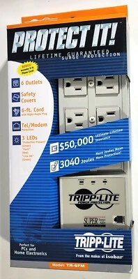 Tripp Lite Model TR-6FM 6 Outlet Telephone Modem Surge Protector Protect It - Image 1 of 4