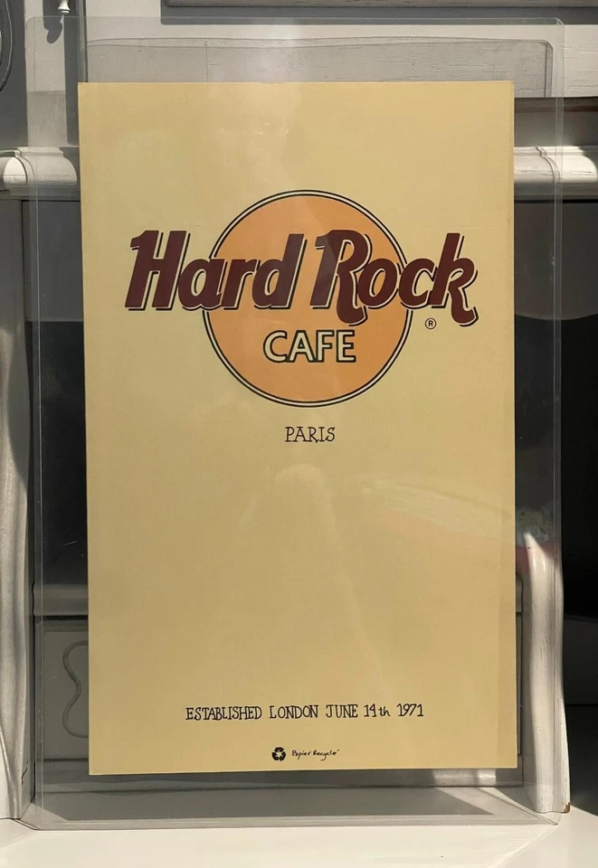 VTG Collector's Hard Rock Cafe Paris France Restaurant Laminated Menu 1992 - Image 1 of 3