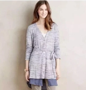 Anthropologie Dolan Left Coast Size L Nomi Cardigan Skirted Heather Blue Casual - Picture 1 of 10