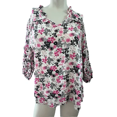 Blusa Cato Para Mujer 14/16 Campesina Boho Abullonada Mangas en Niveles Bloomcore Floral Foto 1 de 4