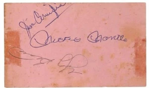 1961 Mickey Mantle Yogi Berra Signed 3x5 Index Card Yankees HOF Beckett BAS LOA - Picture 1 of 2