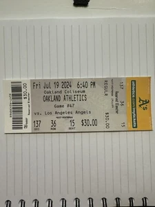 Jacob Wilson RARE MLB Debut Ticket Stub 7/19/24 Oakland Athletics Vs Angels - Picture 1 of 2
