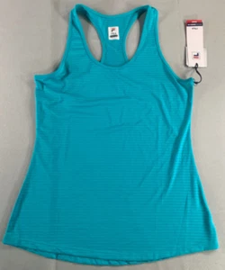 FILA Womens Essentials Racerback Tank Top S Teal Striped Stretch Gym NWT - Picture 1 of 8