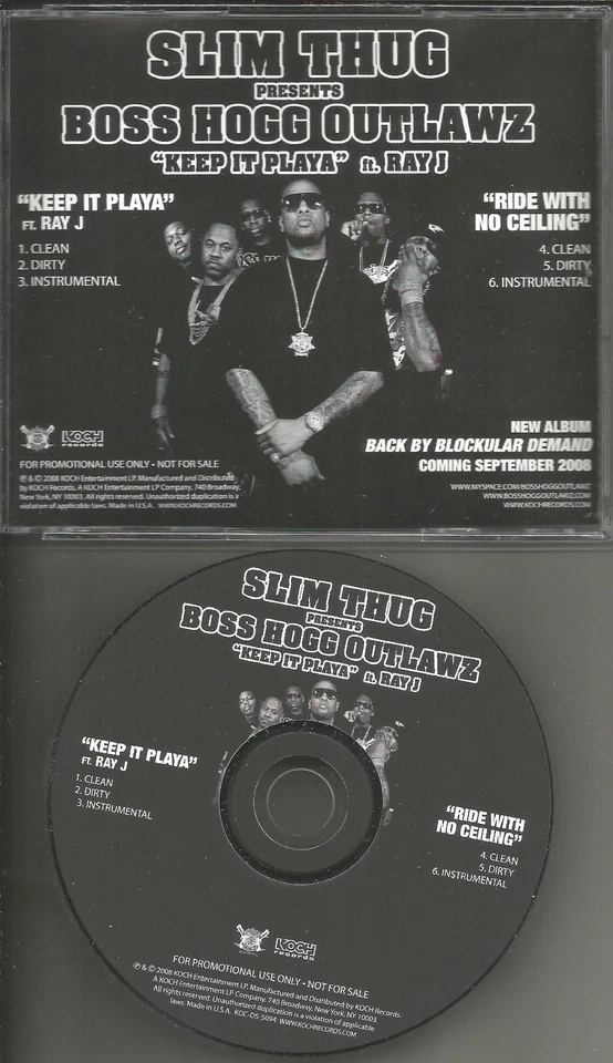 BOSS HOGG OUTLAWZ w/ RAY J Keep it / ride 6TRX CLEAN & INSTRUMENTAL PROMO DJ CD - Image 1 of 1