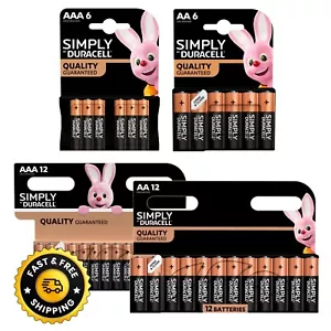 Duracell AA AAA Batteries Simply Alkaline LR03, LR6 10 Year Warranty, Far Expiry - Picture 1 of 24