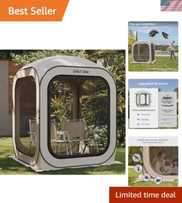 Tienda de campaña portátil instantánea para casa con pantalla - Protección contra mosquitos de 360 grados en beige Foto 1 de 4