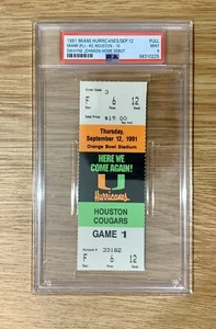 September 12 1991 Miami Hurricanes Ticket Dwayne The Rock Johnson Debut PSA 9 - Picture 1 of 1