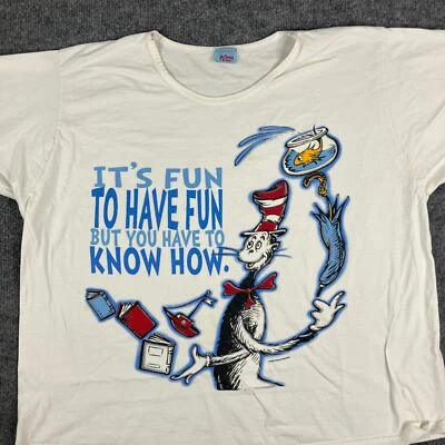 Dr Seuss Cat in the Hat T-Shirt Womens 3X White Fun Graphic Vintage Style - Image 1 of 4